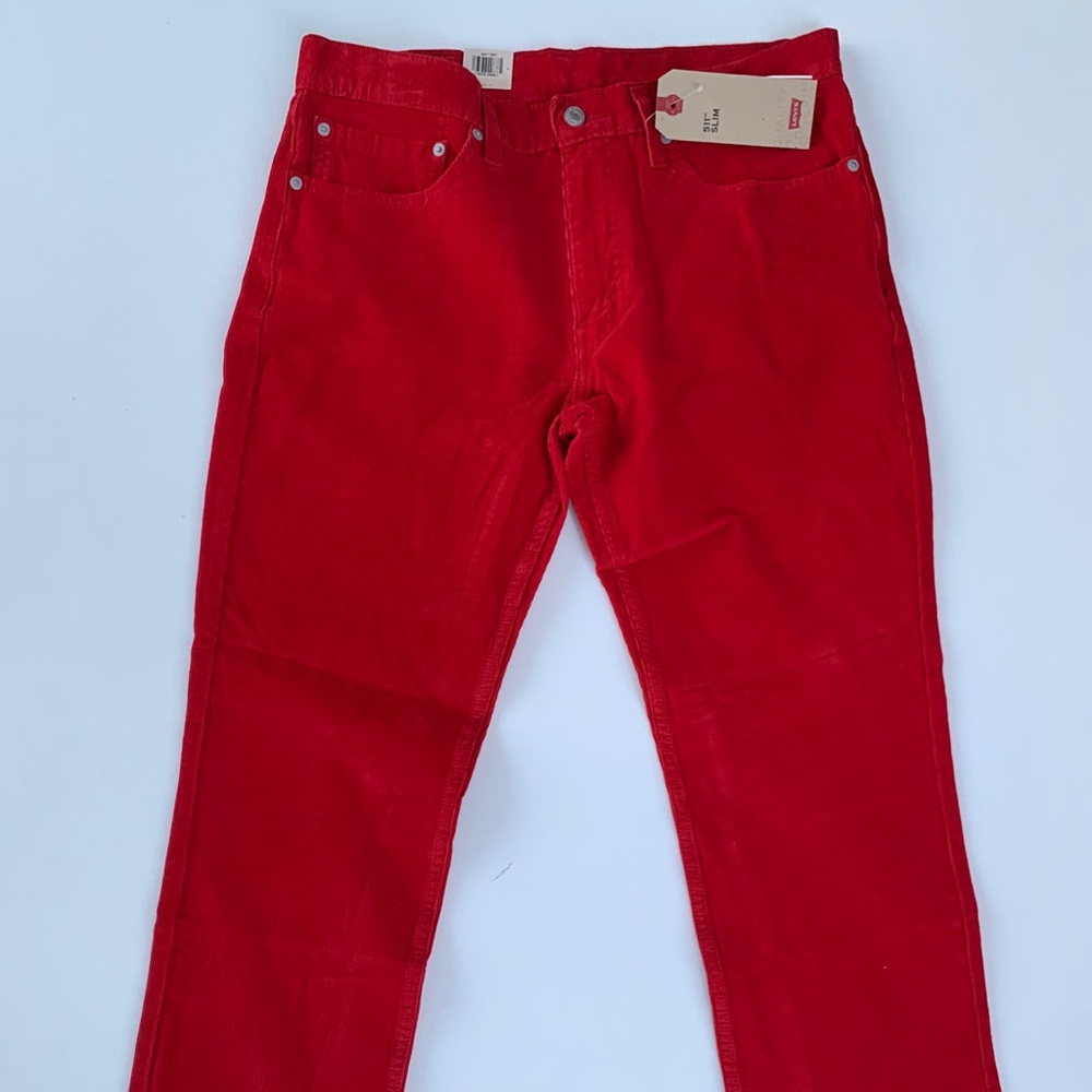 Red Mens Levis 511 Slim Fit Stretch Jeans  34